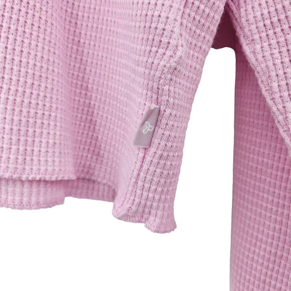TNA Aritzia Waffle Crew Boxy Long Sleeve Top Pink Women’s Size XS Thermal Crop - Picture 4 of 9